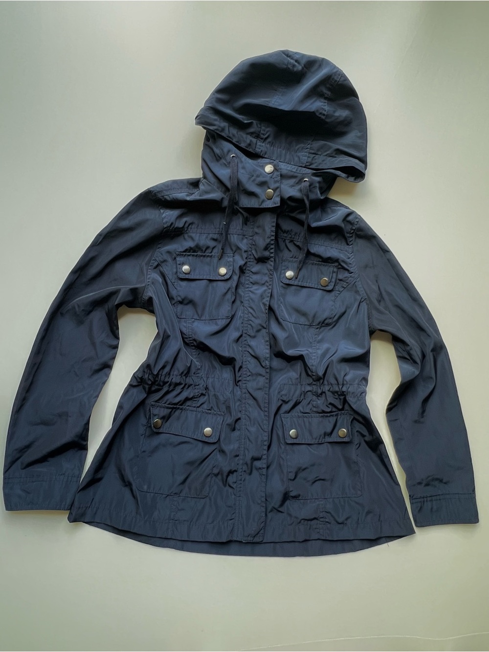 Miss Ashley Petite Navy Hooded Utility Jacket Anorak Rain Coat PM